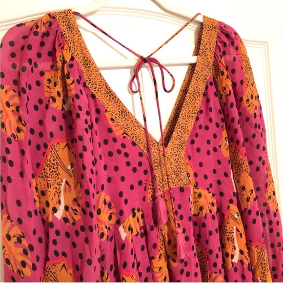 Farm Rio Cheetah Pink Banana Maxi Dress - Picture 6 of 8